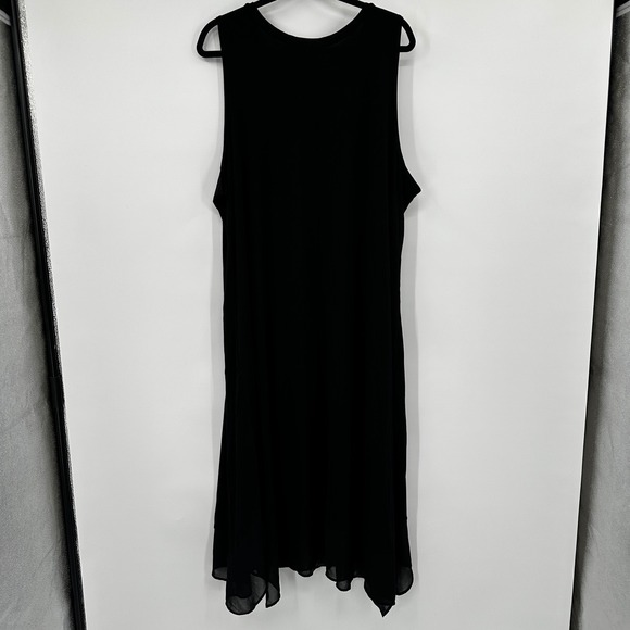 LOGO Lori Goldstein Black Sleeveless V-Neck Handkerchief Hem Dress Plus Size 3X - Picture 6 of 9